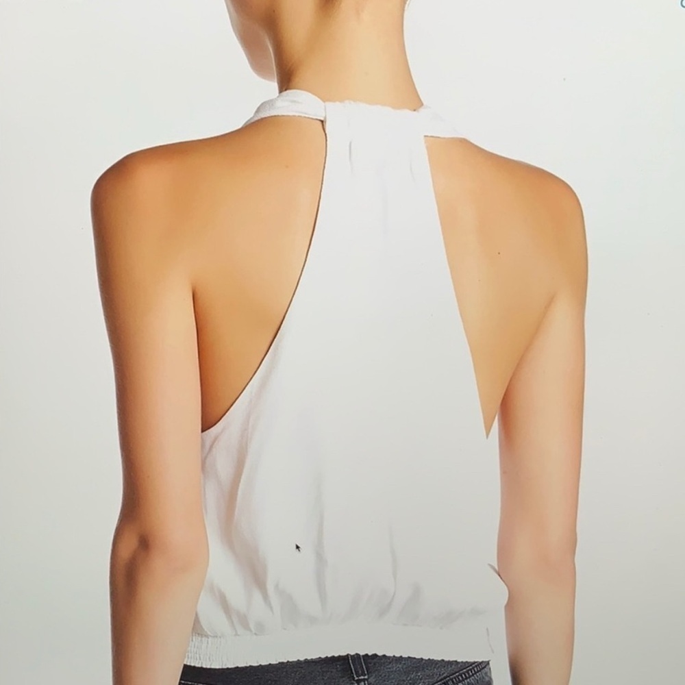 Free People Women’s Size Large Cream White Drapey Dreams Surplice Tank Top - Picture 2 of 10